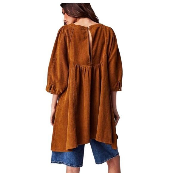 Free People Small Memories Of You Corduroy Tunic Top Asymmetrical Oversized - Picture 2 of 16